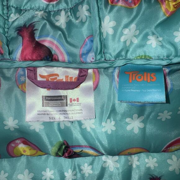 Trolls POPPY Puffer Jacket Coat Hoodie Size 6 Pink - Picture 3 of 5